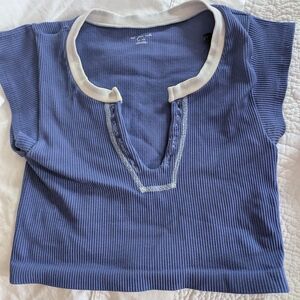 Kids Blue Ribbed Top